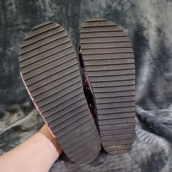 Justice Pool Slides  Sz:4 Black Confetti Adjustable Slides - Picture 4 of 7